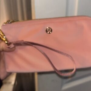lululemon athletica Pink Wristlet Clutch new unused gold hardware a soft velour